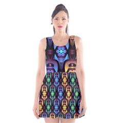 Pattern Background Bright Blue Scoop Neck Skater Dress