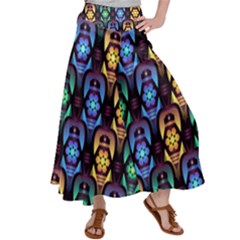 Pattern Background Bright Blue Satin Palazzo Pants