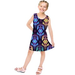 Pattern Background Bright Blue Kids  Tunic Dress by HermanTelo