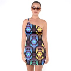 Pattern Background Bright Blue One Soulder Bodycon Dress