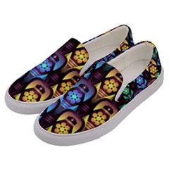 Pattern Background Bright Blue Men s Canvas Slip Ons by HermanTelo