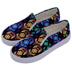 Pattern Background Bright Blue Kids  Canvas Slip Ons