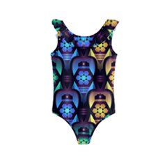 Pattern Background Bright Blue Kids  Frill Swimsuit