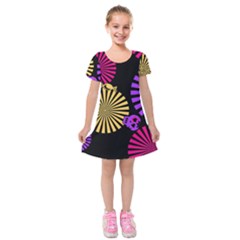 Seamless Halloween Day Dead Kids  Short Sleeve Velvet Dress