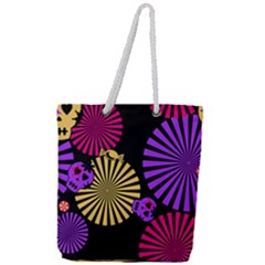 Seamless Halloween Day Dead Full Print Rope Handle Tote (large) by HermanTelo