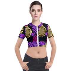 Seamless Halloween Day Dead Short Sleeve Cropped Jacket