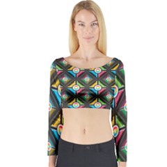 Pattern Pastels Background Long Sleeve Crop Top