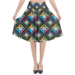 Pattern Pastels Background Flared Midi Skirt