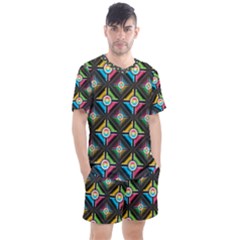 Pattern Pastels Background Men s Mesh Tee And Shorts Set