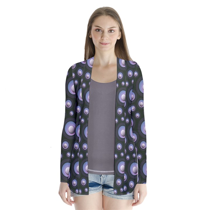 Seamless Pattern Background Circle Drape Collar Cardigan