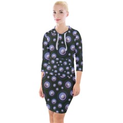 Seamless Pattern Background Circle Quarter Sleeve Hood Bodycon Dress