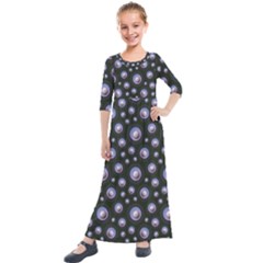 Seamless Pattern Background Circle Kids  Quarter Sleeve Maxi Dress by HermanTelo