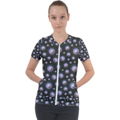 Seamless Pattern Background Circle Short Sleeve Zip Up Jacket