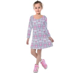 Seamless Pattern Background Kids  Long Sleeve Velvet Dress