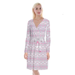 Seamless Pattern Background Long Sleeve Velvet Front Wrap Dress