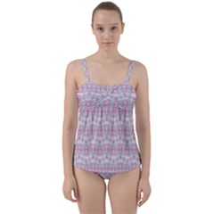 Seamless Pattern Background Twist Front Tankini Set