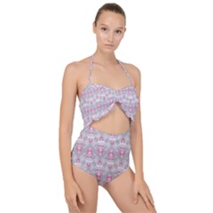 Seamless Pattern Background Scallop Top Cut Out Swimsuit