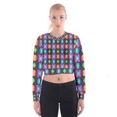 Squares Spheres Backgrounds Texture Cropped Sweatshirt by HermanTelo