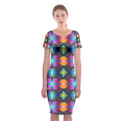 Squares Spheres Backgrounds Texture Classic Short Sleeve Midi Dress