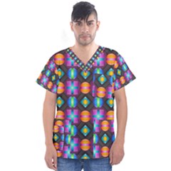 Squares Spheres Backgrounds Texture Men s V-neck Scrub Top