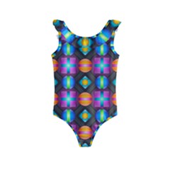 Squares Spheres Backgrounds Texture Kids  Frill Swimsuit by HermanTelo