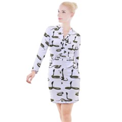 Snake Cobra Reptile Poisonous Button Long Sleeve Dress