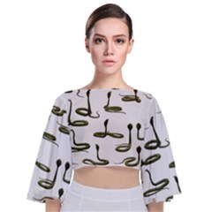 Snake Cobra Reptile Poisonous Tie Back Butterfly Sleeve Chiffon Top by HermanTelo