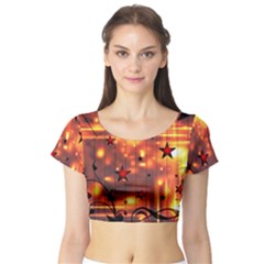 Star Radio Light Effects Magic Short Sleeve Crop Top by HermanTelo