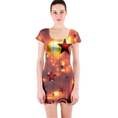 Star Radio Light Effects Magic Short Sleeve Bodycon Dress