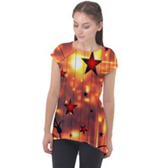 Star Radio Light Effects Magic Cap Sleeve High Low Top by HermanTelo