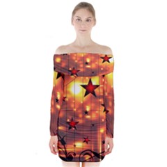 Star Radio Light Effects Magic Long Sleeve Off Shoulder Dress