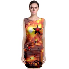 Star Radio Light Effects Magic Sleeveless Velvet Midi Dress