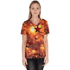 Star Radio Light Effects Magic Women s V-neck Scrub Top by HermanTelo