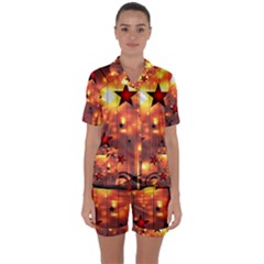 Star Radio Light Effects Magic Satin Short Sleeve Pyjamas Set by HermanTelo