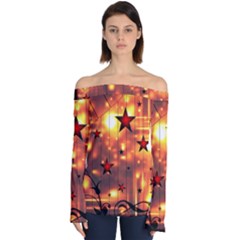 Star Radio Light Effects Magic Off Shoulder Long Sleeve Top by HermanTelo