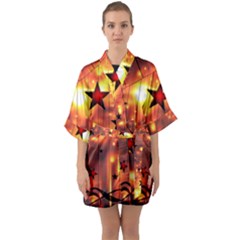 Star Radio Light Effects Magic Quarter Sleeve Kimono Robe