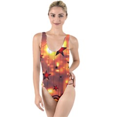 Star Radio Light Effects Magic High Leg Strappy Swimsuit by HermanTelo