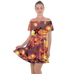 Star Radio Light Effects Magic Off Shoulder Velour Dress by HermanTelo