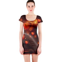 Valentine Day Love Heart Short Sleeve Bodycon Dress