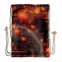 Valentine Day Love Heart Drawstring Bag (large)