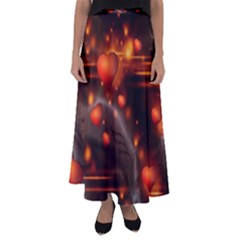 Valentine Day Love Heart Flared Maxi Skirt by HermanTelo