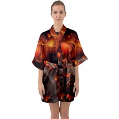 Valentine Day Love Heart Quarter Sleeve Kimono Robe by HermanTelo