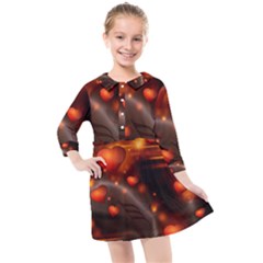 Valentine Day Love Heart Kids  Quarter Sleeve Shirt Dress by HermanTelo