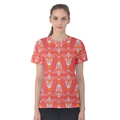 Seamless Pattern Background Red Women s Cotton Tee