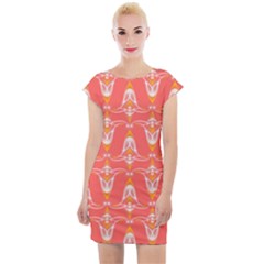 Seamless Pattern Background Red Cap Sleeve Bodycon Dress