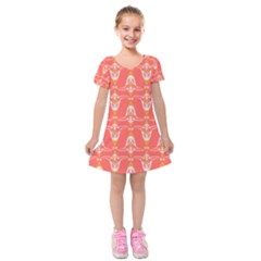 Seamless Pattern Background Red Kids  Short Sleeve Velvet Dress