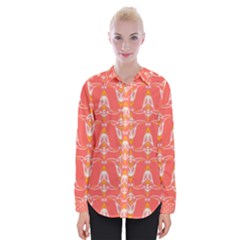 Seamless Pattern Background Red Womens Long Sleeve Shirt