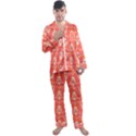 Seamless Pattern Background Red Men s Satin Pajamas Long Pants Set View1