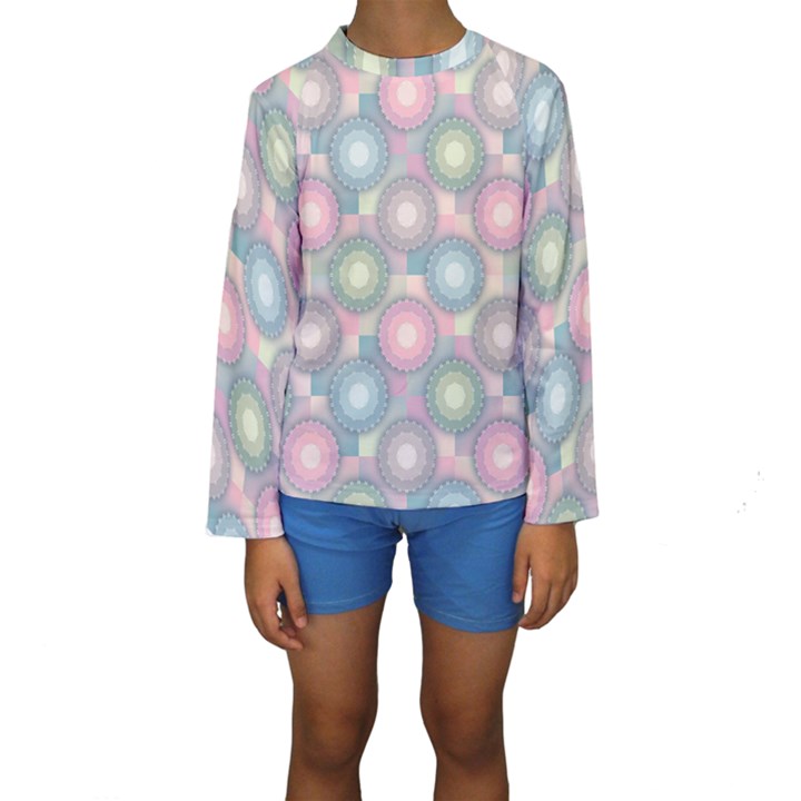 Seamless Pattern Pastels Background Kids  Long Sleeve Swimwear