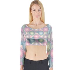 Seamless Pattern Pastels Background Long Sleeve Crop Top